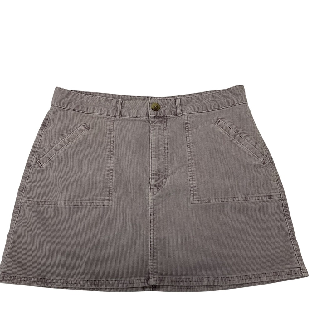 American Eagle Purple Corduroy Mini Skirt Size 14 Super Stretch‎ Pockets Zip